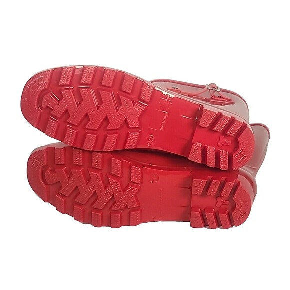 Evshine Boots Womens 39 Mid Calf Rain Garden Red Rubber Pull On Waterproof NEW - Picture 5 of 10
